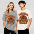 Models wearing the Thanksgiving Negotiations oversized graphic t-shirt, Urban Hideout streetwear