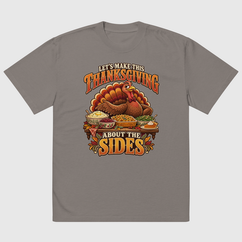 Thanksgiving Negotiations oversized faded t-shirt in Faded Grey, front view