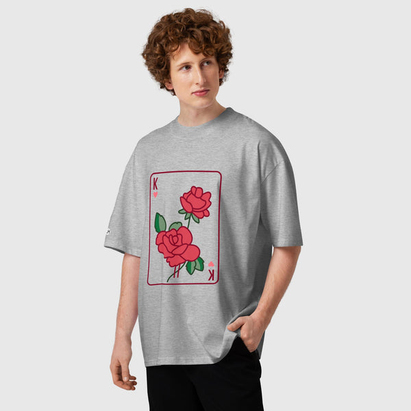 Men's oversized king graphic t-shirt in heather grey, streetwear tee by Urban Hideout